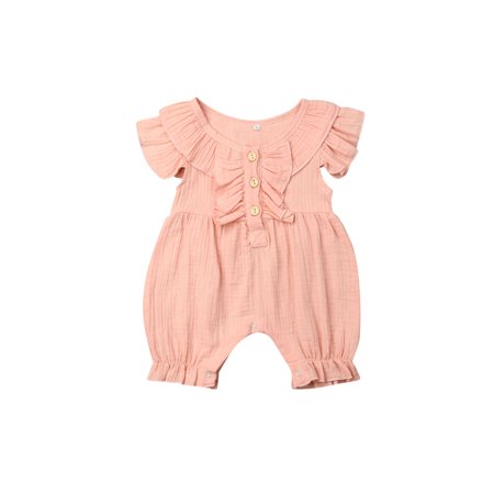 

Newborn Baby Girl Boy Romper Cotton Linen Clothes Sleeveless Bodysuit Ruffle Jumpsuit One-Piece Outfits
