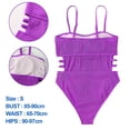 thumbnail image 2 of Traje de baño de una pieza sexy de color morado con hombros descubiertos y abertura lateral doble para mujer, 2 of 5