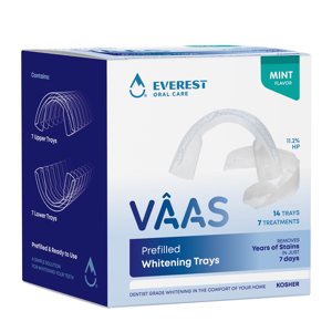 Everest VAAS Prefilled Teeth Whitening Trays 14 Trays for 7 Treatments Mint Flavor Kosher