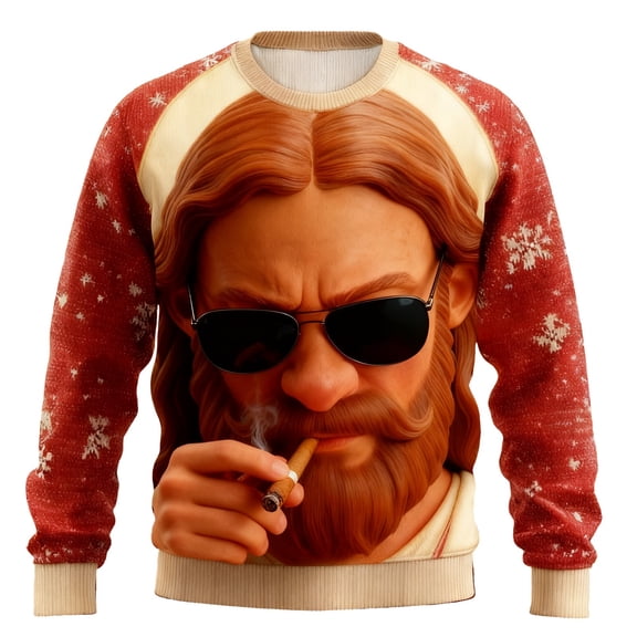 Telankuip Funny Graphic Christmas Sweatshirts Mens Santa Claus Xmas Printed Classic Crewneck Pullover Sweatshirt 3D Pattern Xmas Holiday Casual Workout Hoodless Tops Red XL