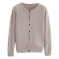 thumbnail image 3 of Delayuji Women's Cardigan Sweater Round Neck Sweater Spring Fall Winter Long Sleeve Knitted Solid Color Soft Cardigan Sweater, 3 of 4