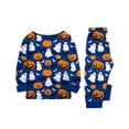 thumbnail image 4 of Halloween Pajamas, Halloween Matching Family Pajamas Blue Pumpkin Ghost Print Long Sleeve 2Pcs Pj Set Soft Sleepwear Nightwear Loungewear Holiday Party Costume Festive Cute Spooky Season for Family, 4 of 7