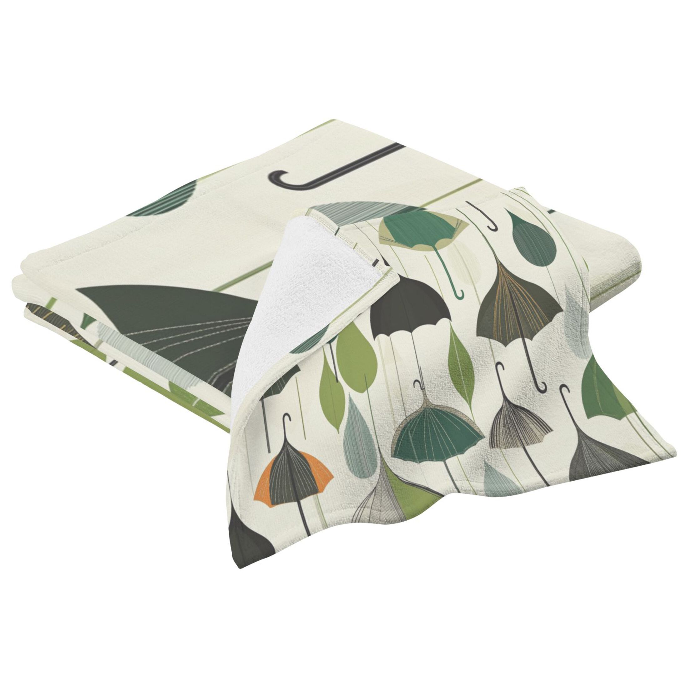 Stylized Umbrella 2 Piece Cotton Bath and Face Towel Set Soft and Absorbent, for Beach Pool Bathroom
