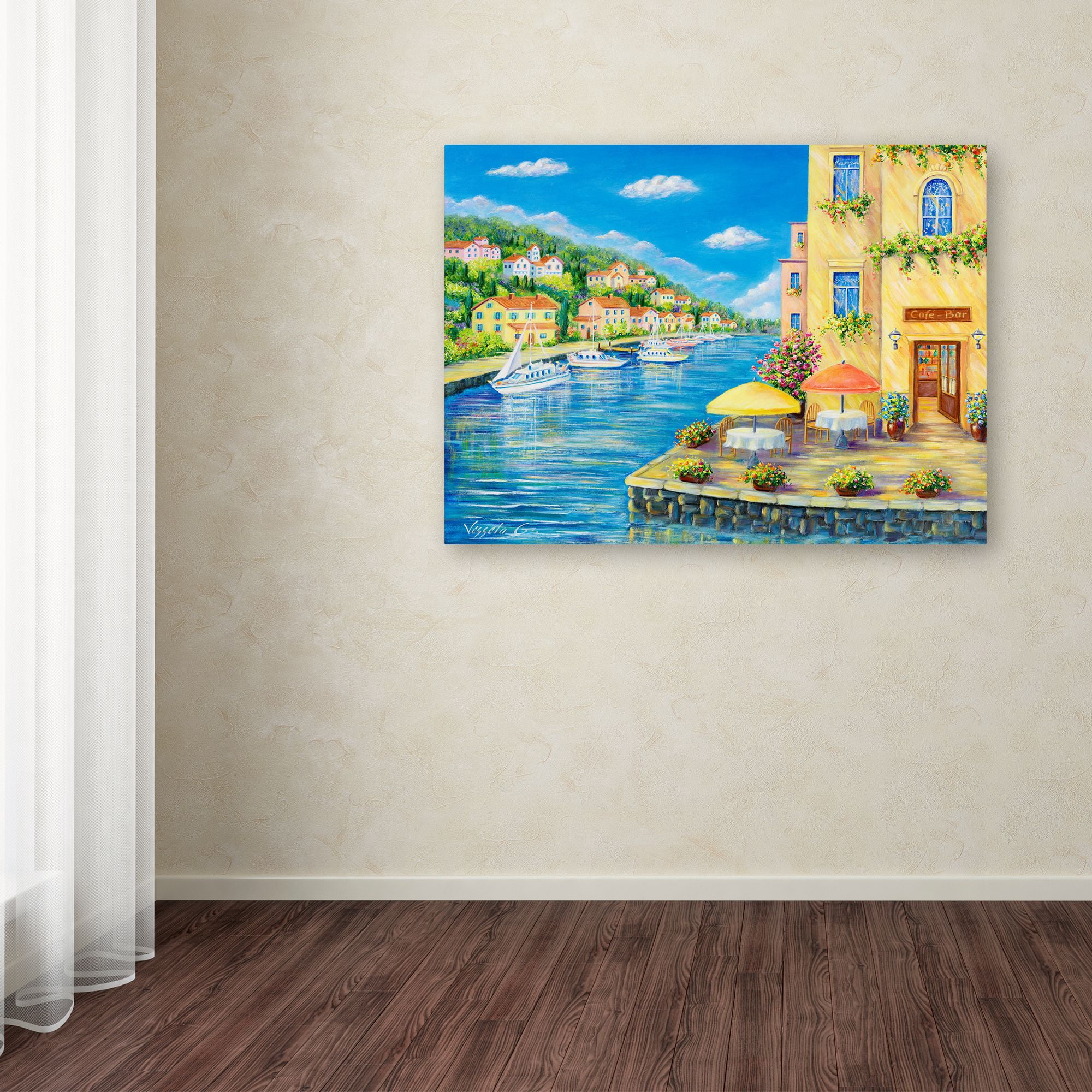 Trademark Fine Art 'Cafe? on the Water' Canvas Art by Vessela G.