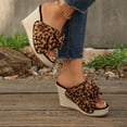 thumbnail image 4 of Rokmnt Womens Bow Wedges Dress Sandals 2026 Fashion Leopard Bride Wedding Bowknot Platform Chunky Heeled Slip on Pumps Casual High Heels Summer Shoes Brown Size 9.5, 4 of 7