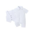 thumbnail image 2 of CARETOO Baby Boy Baptism Christening Outfits Infant Bowtie with Socks Baby Romper 4Pcs Baby Suit, 2 of 6