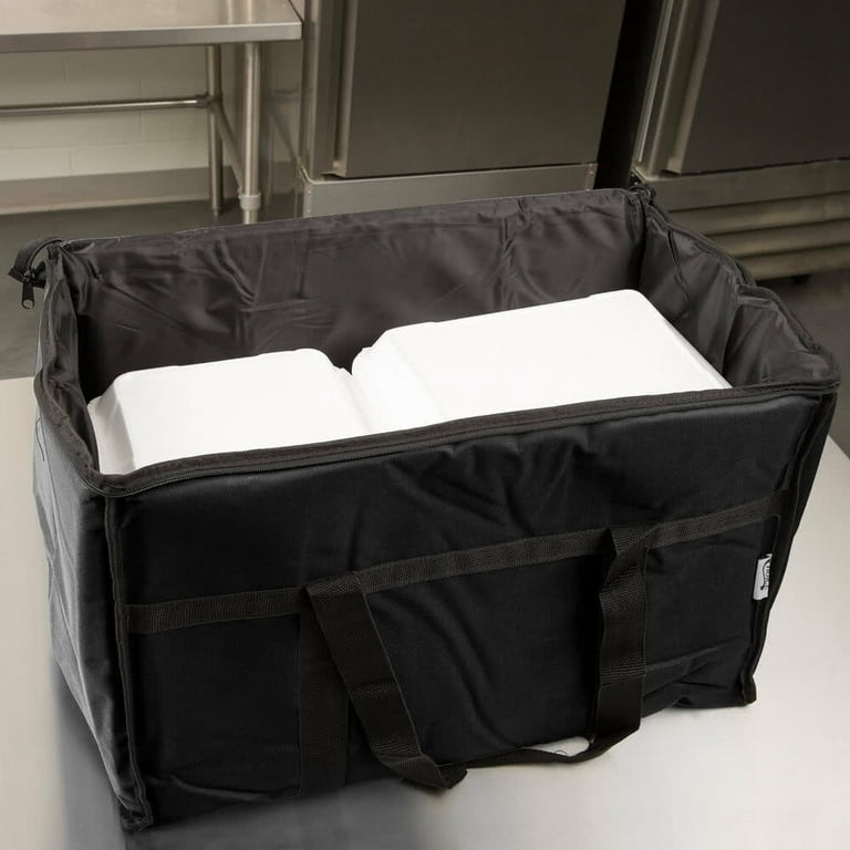 Choice Insulated Food Delivery Bag Black Nylon 13 x 13 x 16 - Holds (6)  2 1/2 Deep 1/2 Size Pans or (18) 2 Qt. Container