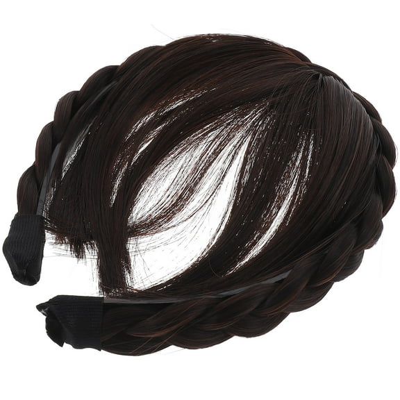 SWETRACE Front Bangs Wig Headband 1Pack Synthetic Wigs Dark Brown 15.0X13.0X0.7In For  Events