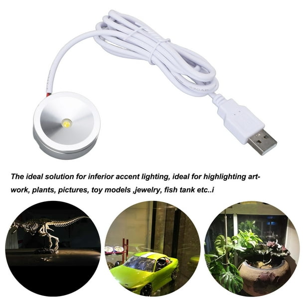LED Spotlights – USB 5V Mini Jewelry Display Light With 4.2ft Cable, Aluminum Body, Easy Stick Or Screw Mount