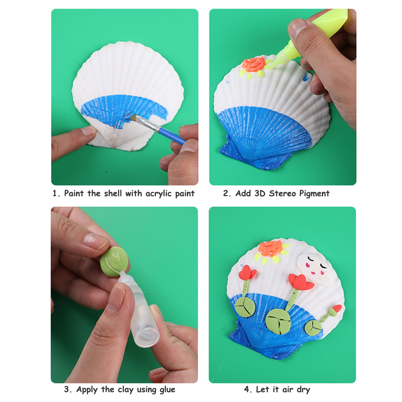 Hapeisy Shell Painting Kit Crafts for Kids Ages 4-8 Craft Supplies Arts and  Crafts Supplies Kids Crafts for Girls Ages 8-12 Kids Easter Birthday  Gift，with 8 Seashells 
