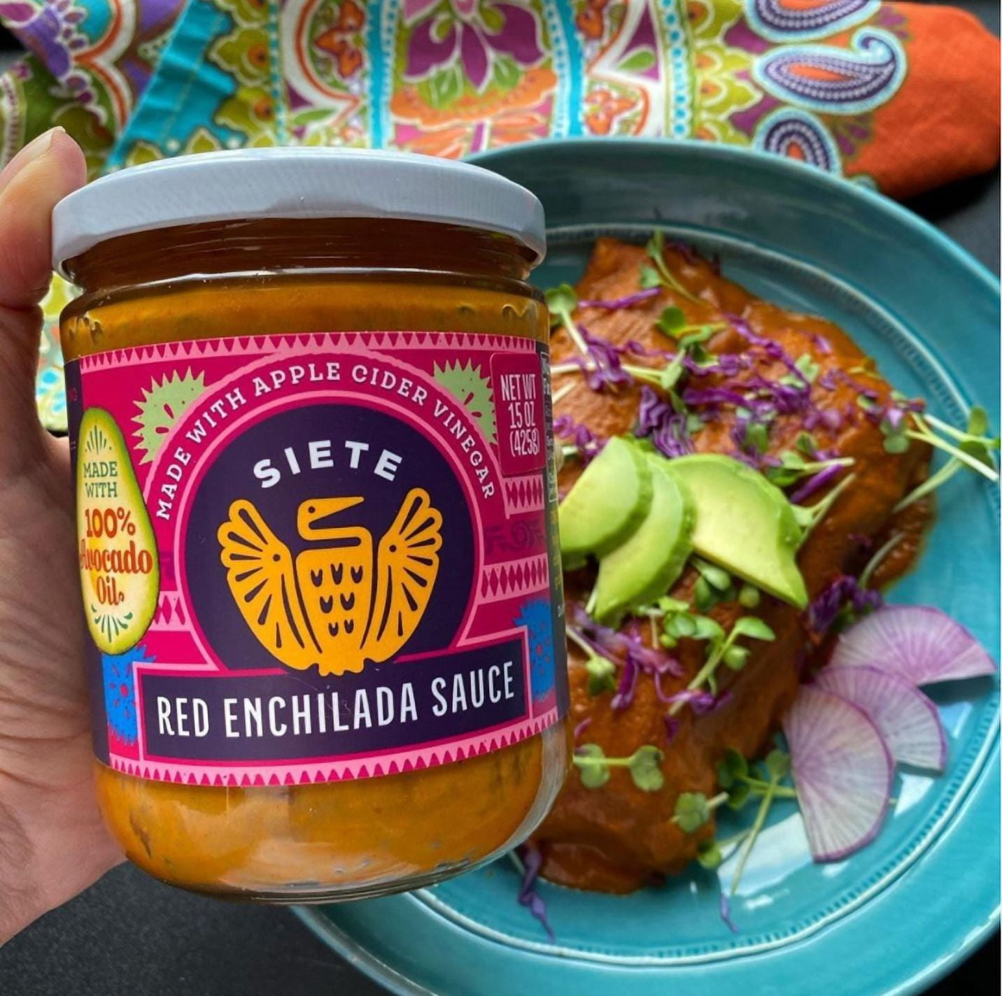 (3 pack) Siete Foods Gluten Free Red Enchilada Sauce, 15 oz. Jar