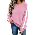 thumbnail image 4 of NominalSnug Womens Fleece Lined Crew Neck Sweatshirts Long Sleeve Stripe Pullover Tops Loose Fit Fall Outfits, 4 of 8