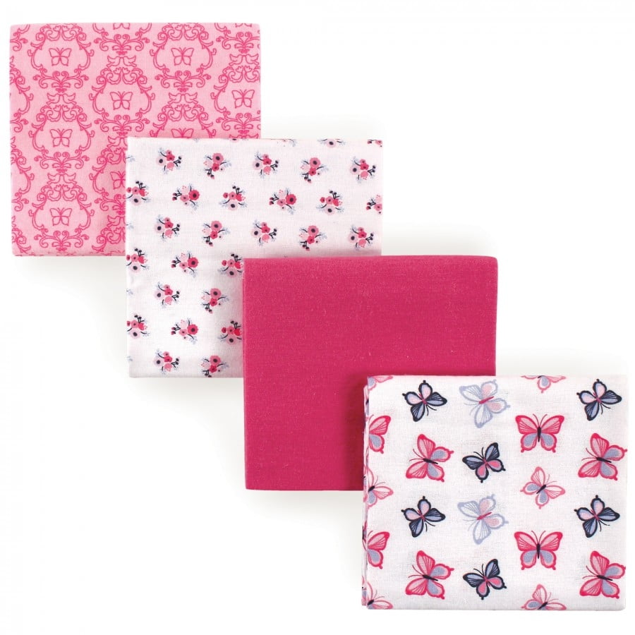 Hudson Baby Infant Girl Cotton Flannel Receiving Blankets, Butterflies