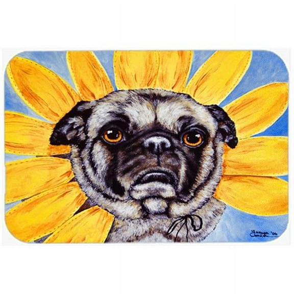 Sunflower Pug Mouse Pad, Hot Pad or Trivet