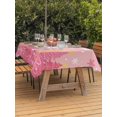 thumbnail image 2 of Outdoor Tablecloth with Umbrella Hole and Zipper, Pink Christmas Tree Rectangle Table Cloth 54x80 Inch Waterproof Tablecloth, Pink Xmas Tree Snowflake Luxury Picnic Table Cover for Patio Camping, 2 of 7