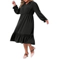 thumbnail image 4 of Agnes Orinda Women's Plus Size Dress V Neck Ruffle Long Sleeve Tiered Lace Patchwork Flowy Casual A Line Midi Dresses 1X Black, 4 of 6