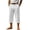White, variant on Men's Cropped Straight Leg Pants 3/4 Length Below Knee Drawstring Waist Lightweight Breathable Cotton Linen Blend Casual Summer Beach Travel Outdoor Lounge Shorts Army Green L