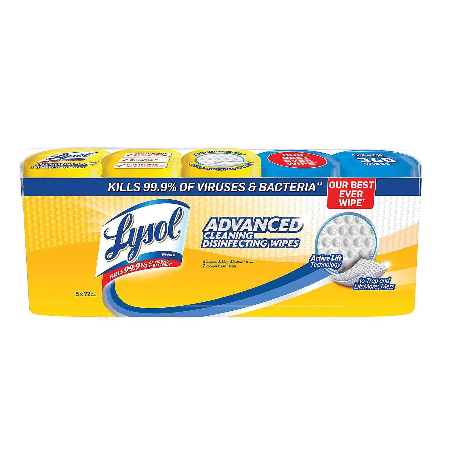 Lysol Advanced Cleaning Disinfecting Wipes, Variety Pack (5 pk., 72 ct