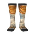 thumbnail image 1 of Fotbe Golden Drapes Pillars Clouds Calcetas Divertidas Estampadas para Hombre y Mujer, Calcetas de Algodón hasta la Rodilla para Caminar, Correr, Enfermería y Embarazo, 1 of 6