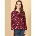 thumbnail image 3 of Allegra K Blouse à Manches Longues à Col à Volants pour Femmes P Bourgogne, 3 of 6