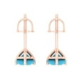 thumbnail image 4 of Clara Pucci 2Ct Turquoise Round Cut VVS1 Screw Back Stud 14k Solid hypoallergenic Gold Designer Earrings For December, 4 of 7