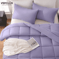 thumbnail image 2 of YEPCLUB 3-Piece Twin Size Comforter Set, Light Purple Down Alternative Reversible Bedding Set, All-Season Quilted Soft Comforter with Pillowcases, 2 of 4