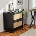 thumbnail image 6 of Ktaxon Rattan 2 Drawer Lateral File Cabinet with Lock, Wood Locking File Cabinets for Home Office, Black, 6 of 9