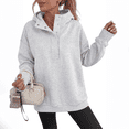 thumbnail image 2 of Resicozy Womens Oversized Sweatshirt Long Sleeve Henley Pullover Tops 2026 Spring Casual Button Loose Fit Sweatshirts Gray XL, 2 of 6