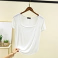 thumbnail image 4 of XPMWRP Womens Soft Modal Tops Short Sleeve U-Neck T Shirt Basic Solid Color Tshirts Summer Casual Tops Lounge Tees White M, 4 of 4