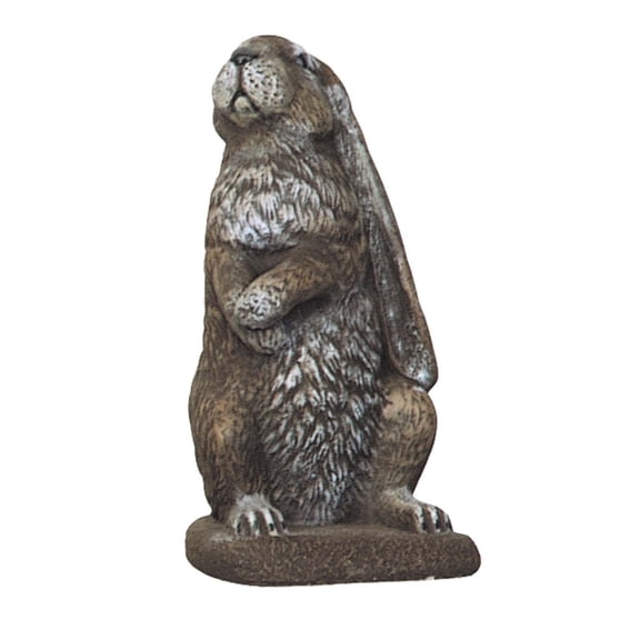 Solid Rock Stoneworks Standing Flop Ears Rabbit Concrete Statue, 14" Tall, Life Like Color