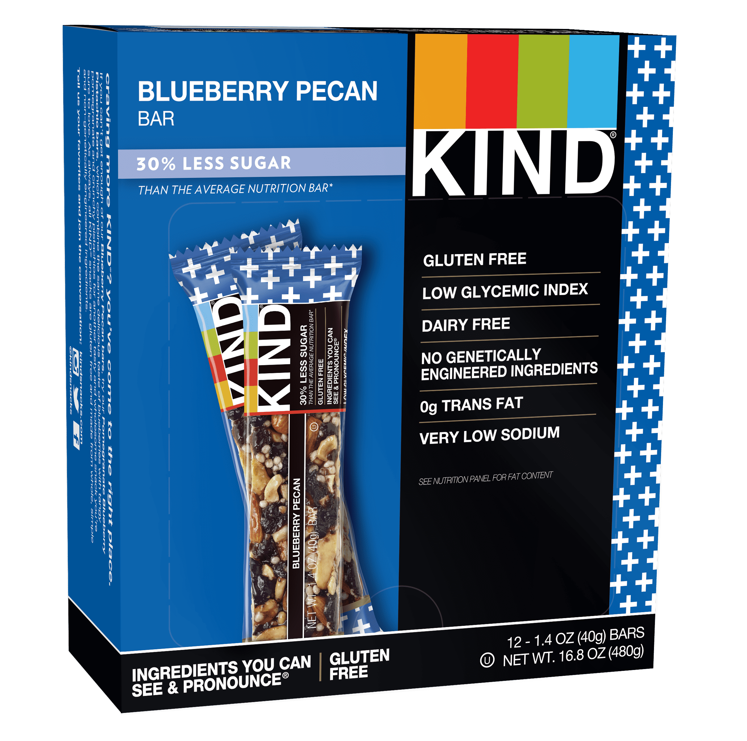 KIND Bars, Blueberry Almond Pecan, Gluten Free, 1.4oz, 12 Snack Bars
