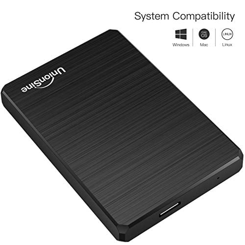 UnionSine 120GB Ultra Slim Portable External Hard Drive USB3.0 HDD Storage Compatible for PC Laptop Black Desktop