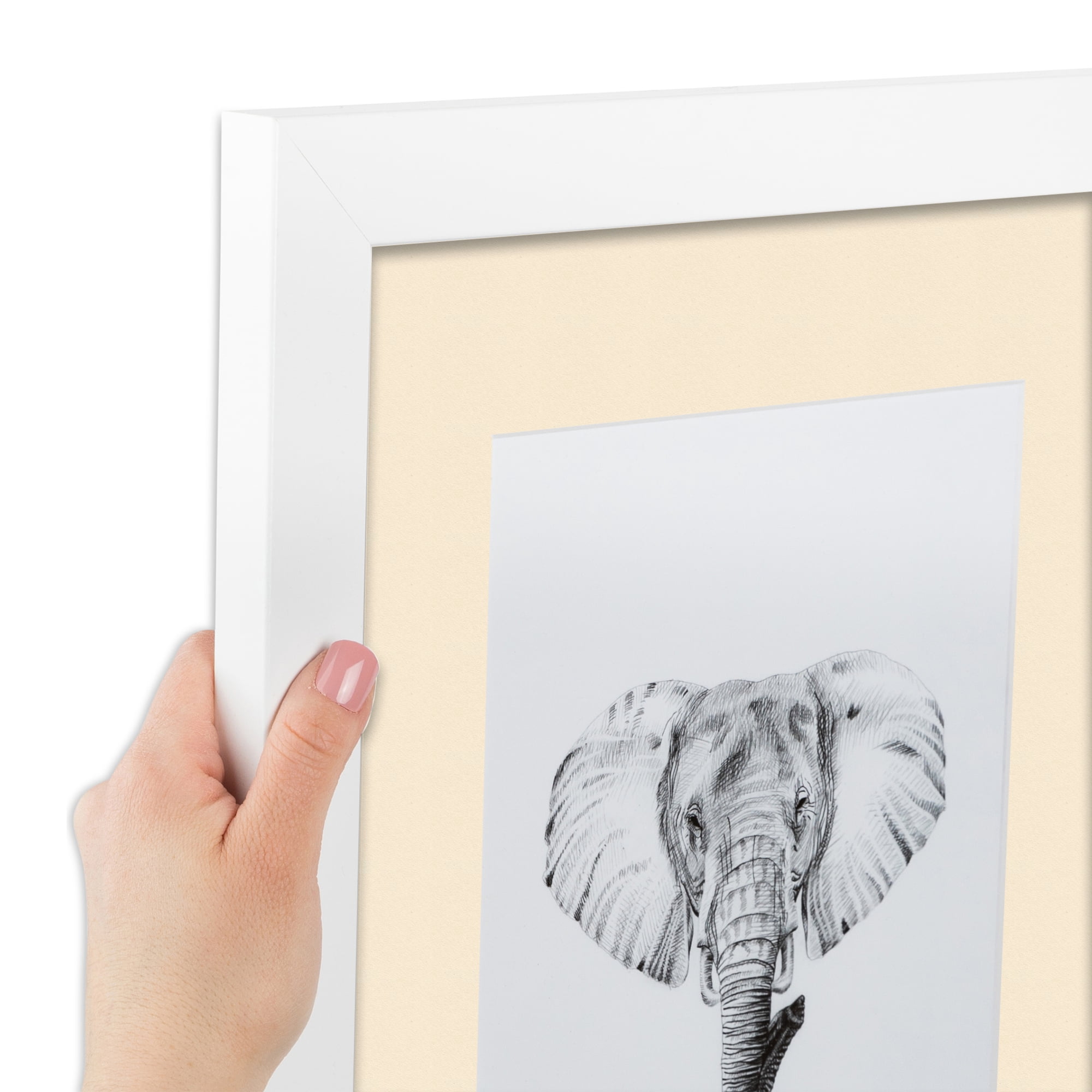 ArtToFrames 22x28" Matted Picture Frame with 18x24" Single Mat Photo Opening Framed in 1.25" Satin White Frame and 2" Alabaster Mat (FWM-3966-22x28)