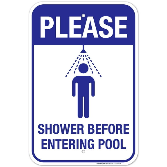 Pool Sign, Please Shower Before Entering Pool Sign,