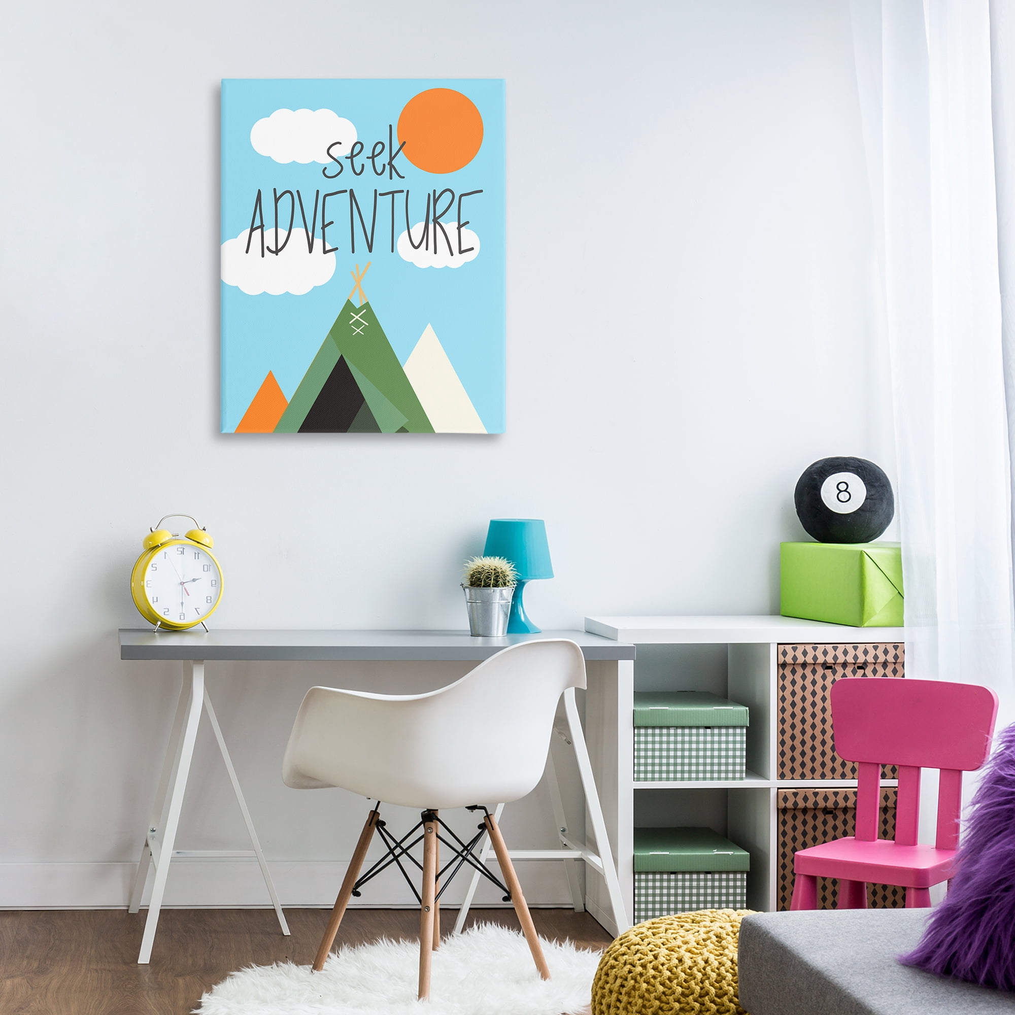 Stupell Industries Seek Adventure with Tent Text & Numbers Painting Wrapped Canvas Art Print Wall Art, 30 x 40