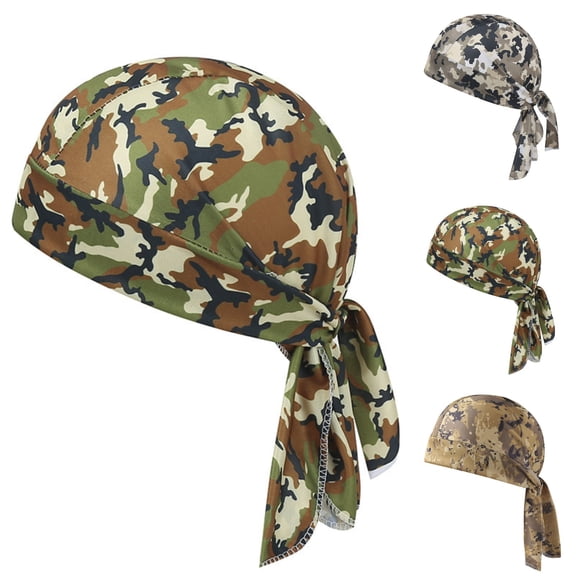 CUIYUAN Camouflage Head Scarf Cap Paisley Cooling Headscarf Cap Breathable Sweat Wicking Durag Lightweight Stretch Bandana Headscarf Elastic Cycling Sports Wicking Liner Outdoor Cycling Running
