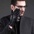 thumbnail image 1 of Guantes de cuero genuino, guantes de trabajo para hombres, guantes de piel de oveja cálidos con forro de lana para hombres, regalos finos de otoño e invierno, 1 of 5