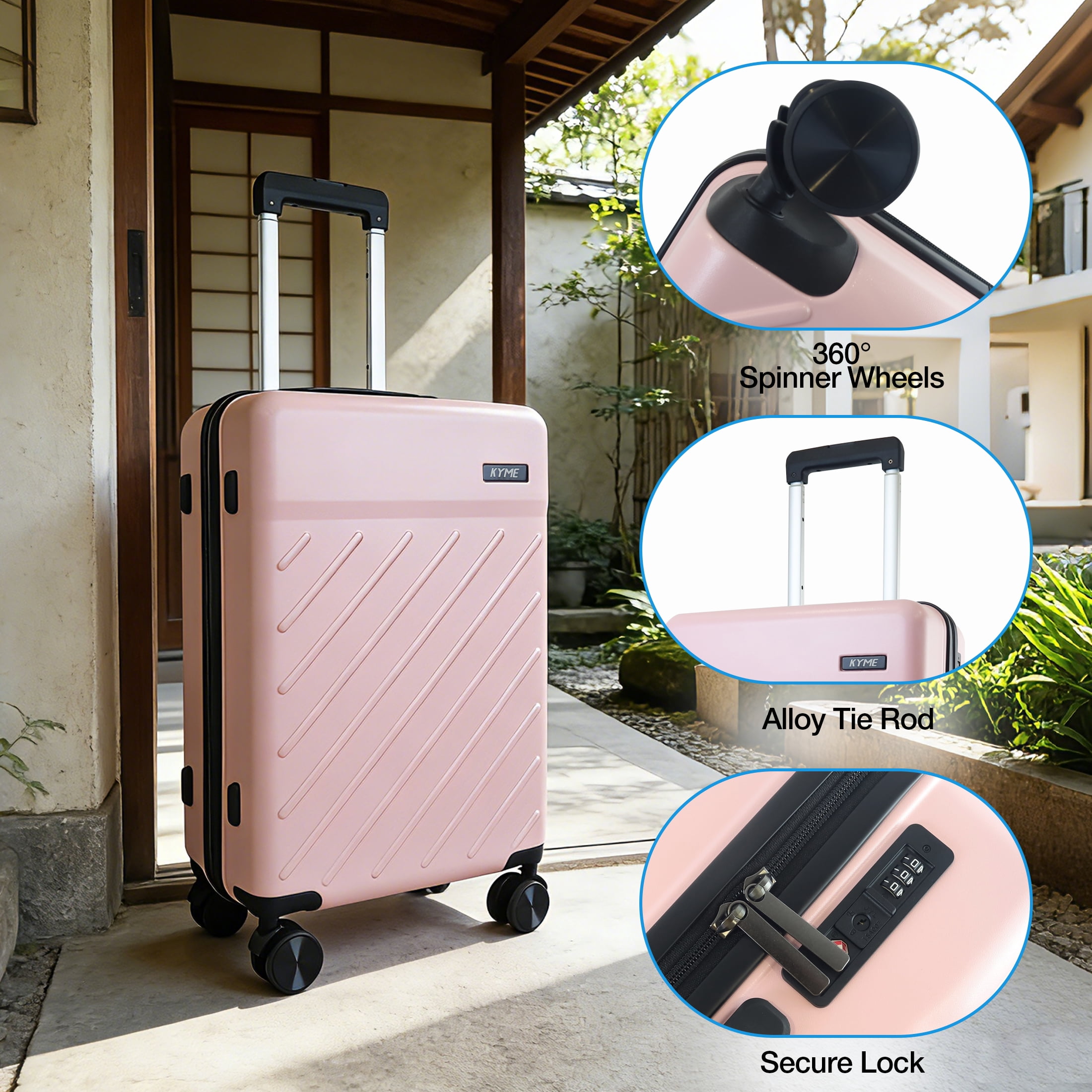 20" Hardside Carry-on Luggage, 2-Piece Set (Luggage and Backpack), Hardshell Suitcase with Divider Pockets, Four Multi-Directional Spinner Wheels, Scratch-Resistant Surface, Pink