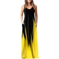 thumbnail image 1 of SMihono Robe Maxi Bohème d'Été pour Femmes Grande Taille Décontractée Tie-Dye Dégradé Col Rond Poches Sans Manches Longue Robe de Plage, 1 of 2