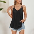 thumbnail image 4 of Women's Camisole Eyelet Top T-shirt Hollow Double Strap Dressy Casual Tank Tops Loose Fit V Neck Solid Vest (Small, Black), 4 of 7