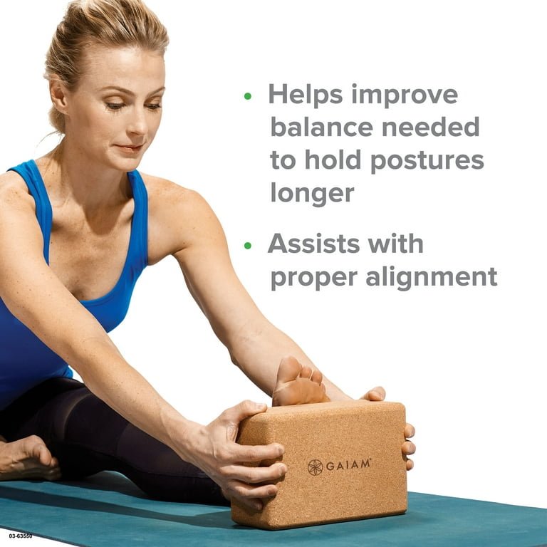 Gaiam Cork Yoga Brick, Made from Sturdy Sustainable Cork, 3 In. Thickness 