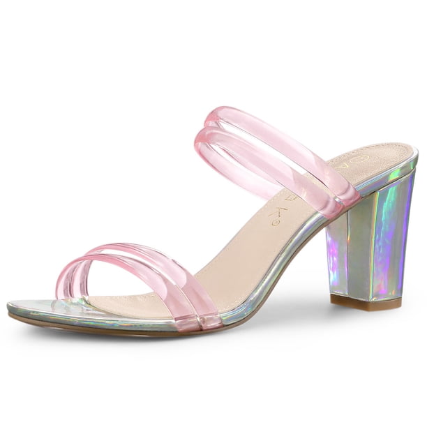 Sandalias Allegra K Mules Tiras Tacón Alto Rosa 40