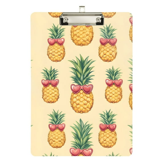 FORMRS Acrylic Clipboard with Low Profile Clip Standard A4 Letter Size, 12.5" x 9", Sunshine Pineapples