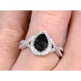 thumbnail image 4 of 10k White Gold 2 Carat Pear Shape Black Diamond Moissanite Engagement Rings With Diamonds Halo, 4 of 5