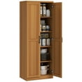 thumbnail image 2 of HOMCOM Kitchen Pantry, Freestanding 5-tier Storage Cabinet with 2 Adjustable Shelves for Dining Room, Living Room, Teak Wood Grain, 2 of 9