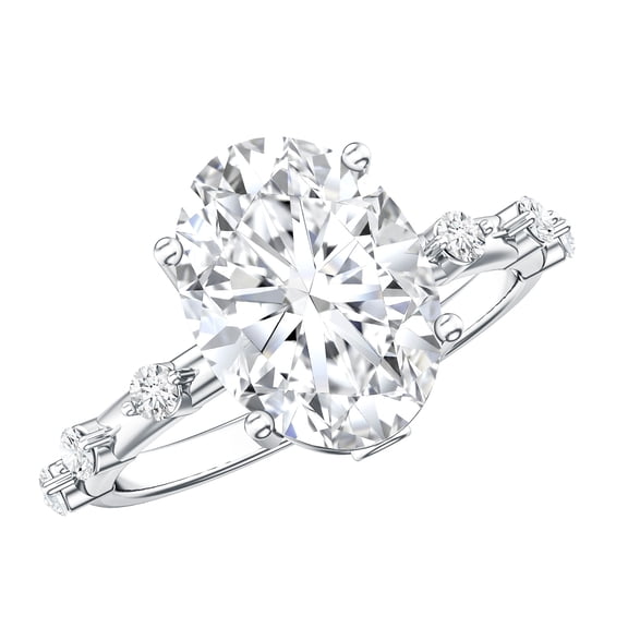 Rosec Jewels Lab Grown Diamond Solitaire Engagement Ring 3 Carat - IGI Certified Oval Diamond Ring for Women - E-VS1 Quality, 925 Sterling Silver, US 4.00