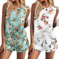 thumbnail image 1 of Conjunto de pijama con estampado Ekouaer, camisetas sin mangas y pantalones cortos, x2, 1 of 5