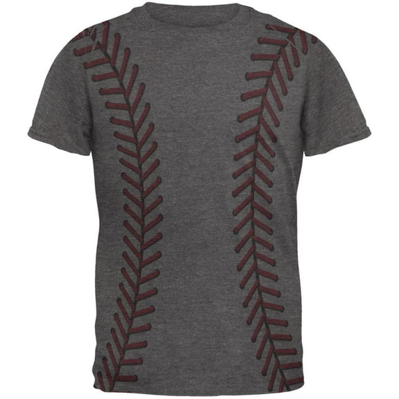Softball Stitches Mens Soft T Shirt Charcoal Heather X-LG