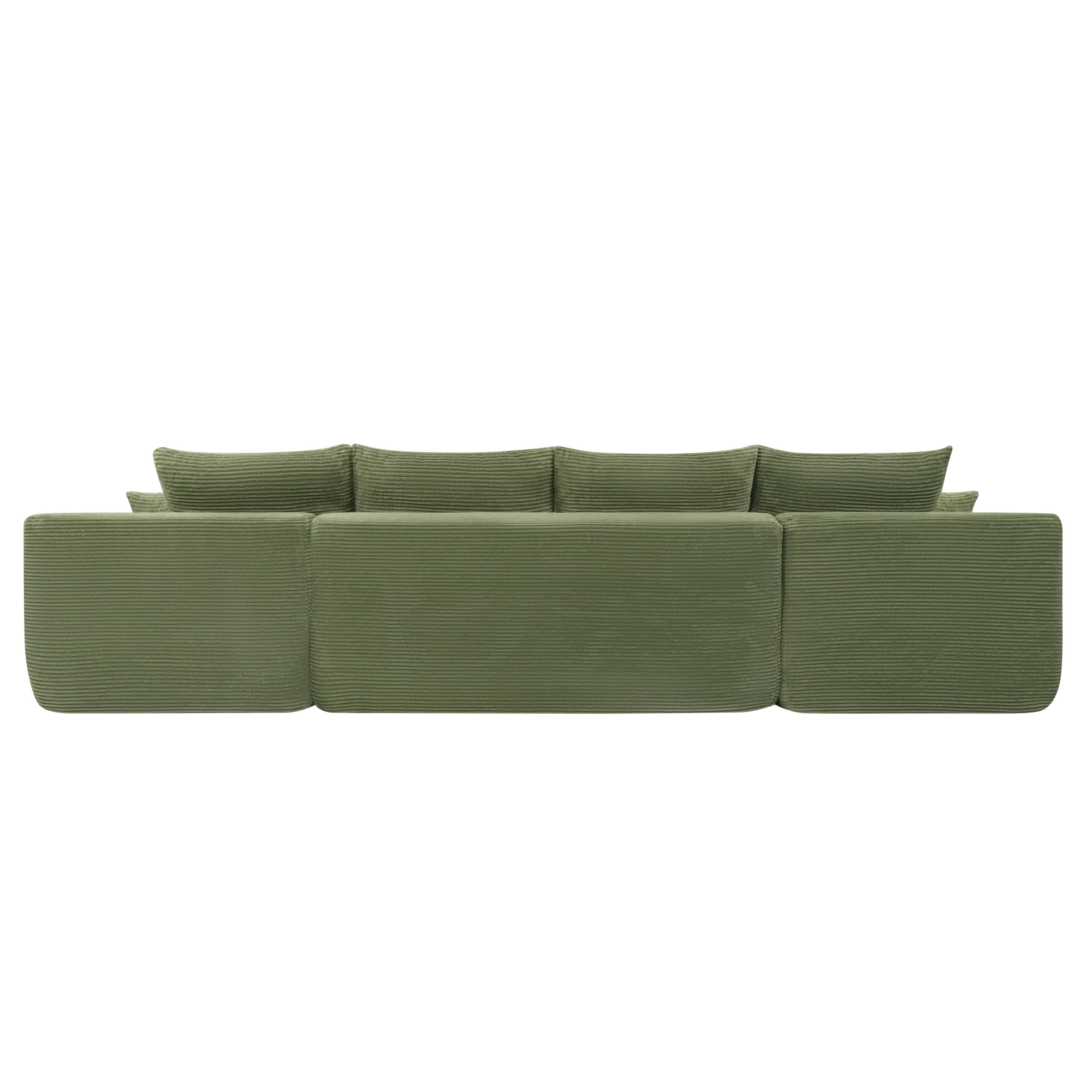 U-Shaped Sectional Sofa with Chaise and Cup Holders, 126'' Modular Sofa Couch with Side Pockets, Modern Upholstered Couch for Living Room, No Assembly Required