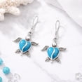 thumbnail image 5 of Love Life Sea Turtle Heart Blue Turquoise Sterling Silver Dangle Earrings, 5 of 7